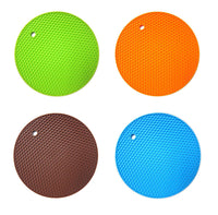 4PCS Multipurpose Silicone Drying Mat, Silicone Pot Holders, Trivets, Jar Openers, Non Slip Heat Resistant Hot Pads (Round)