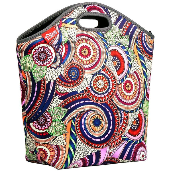 Large Insulated Lunch Bag, 13.5" x 13" x 5.5" Extra Large Neoprene Reusable Thermal Lunch Tote for Women Adults, Classic Paisley, Personalized XL Lunch Organizer Holder