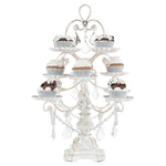 Madeleine Collection Antique White Washed 12-Piece Cupcake Stand, Metal Tiered Cake Dessert Display Tower Holder with Crystals