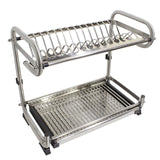 Probrico 2-Tier Stainless Steel Dish Drying Dryer Rack 590mm(23.5") Drainer Plate Bowl Storage Organizer Holder Wall Mounted Distance:560mm(22")