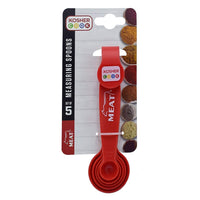 Meat Red Measuring Spoons - 5 Piece Set for Precise Cooking and Baking - Stackable Nesting Design - Color Coded Kitchen Tools by The Kosher Cook
