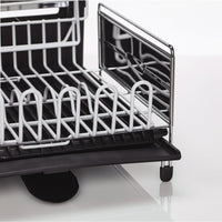Sabatier 5199813 Expandable Stainless Steel Dish Rack with Rust-Resistant Soft Coated Wires and Bi-Directional Spout, Silver/Gray