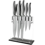 MEGALOWMART Professional 6 Piece Stainless Steel Kitchen Knife Set with Acrylic Stand