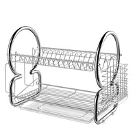 Bathwa 2 Tier Dish Drying Rack Dish Strainer Stainless Steel Wire Dish Holder Rack Large Dish Drainer with Dish Drainboard for Kitchen Sink Counter