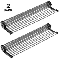 Over the Sink Multipurpose Roll-Up Dish Drying Rack (21"(L) x 16"(W) Black - 2 Pack)