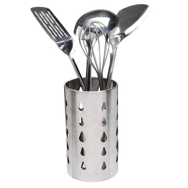 Modern Brushed Stainless Steel Kitchen Utensil Holder / Spatula Cookware Cutlery Drying Storage Organizer