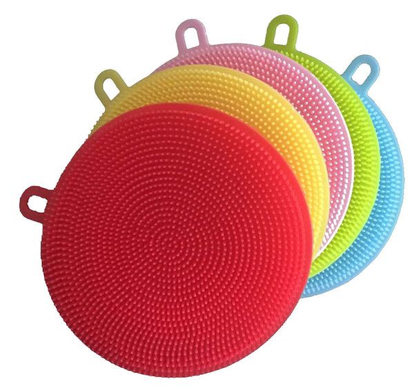 Silicone Kitchen Sponge, Antibacterial, Food-Grade, Mildew-Free, Non-Stick and BPA-Free. Multi-purpose Cleaning Magic Scrubber - Set of 5.
