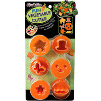 CuteZCute Fun Vegetable Cutter, Flower Butterfly House Face Mustache and Hat, Orange, Set of 6