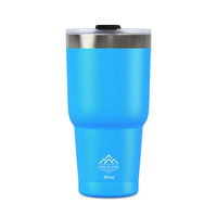 Tru Flask Stainless Steel Double Wall Vacuum Insulated Travel Mug and Thermos – Ideal Coffee Mug and Tumbler for Hot and Cold Drinks - 30 OZ (BLUE)