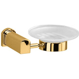 Bellaterra Wall Mounted Frosted Glass Soap Dish Holder Tray Soap Holder, Brass