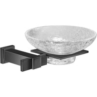 Black Wall Mounted Crackled Glass Soap Dish Holder Tray Soap Holder, Solid Brass