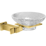Plain Lisa Wall Crackled Glass Soap Dish Holder - Gold/ Chrome