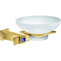 Moonlight Wall Frozen Glass Soap Dish Holder W/ Swarovski - Gold