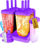 Popsicle Molds Set - BPA Free - 6 Ice Pop Makers + 1 Extra Mold + Silicone Funnel + Cleaning Brush + Recipes E-book - by Lebice … (purple)