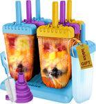 Popsicle Molds Set - BPA Free - 6 Ice Pop Makers + 1 Extra Mold + Silicone Funnel + Cleaning Brush + Recipes E-book - by Lebice