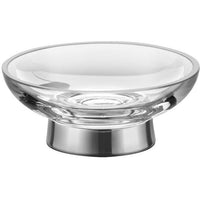 Addition Clear Glass Free Standing Round Soap Dish Holder Tray Soap Holder - Luxury Home Decor