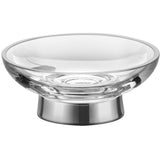 Addition Clear Glass Free Standing Round Soap Dish Holder Tray Soap Holder - Luxury Home Decor