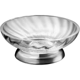 Spiral Clear Glass Free Standing Round Soap Dish Holder Tray Soap Holder