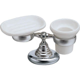 BA Canova Bathroom Ceramic Soap Dish Holder & Tumbler Set- Brass