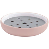 Cleo Round Ceramic Soap Dish Holder Tray, Soap Saver with Stainless Steel Drain