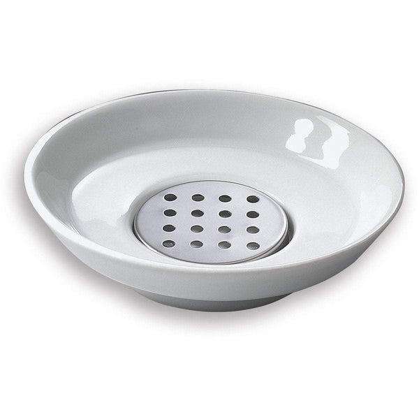 DWBA Countertop Soap Dish / Soap Saver Holder Tray with Drain, Porcelain White