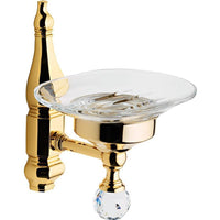 Lux Queen Swarovski Wall Mounted Soap Dish Holder Tray Soap Holder, Brass