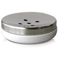 MV White Porcelain Stainless Steel Round Soap Dish Holder Tray Soap Holder