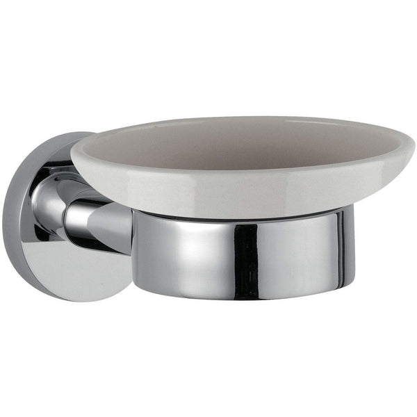 DI Hilton Wall Mounted Soap Dish Holder Ceramic Tray Soap Holder - Brass Chrome