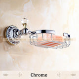 Bathroom Accessories Products Solid Brass& Crystal 5Colors For Choose Soap BasketSoap Dish HolderSoap Box 6312