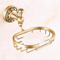 Antique Brushed Soap Dish Holder Solid Brass European Soap Dish Net W/ Carved Base Wall Mount Soap Net Bathroom Products